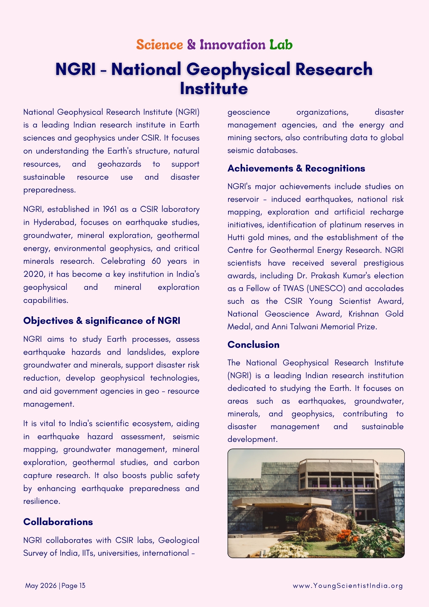 NGRI -  National Geophysical Research Institute